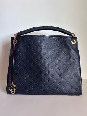Louis Vuitton Navy Monogram Empreinte Handle Bag with Gold Hardware